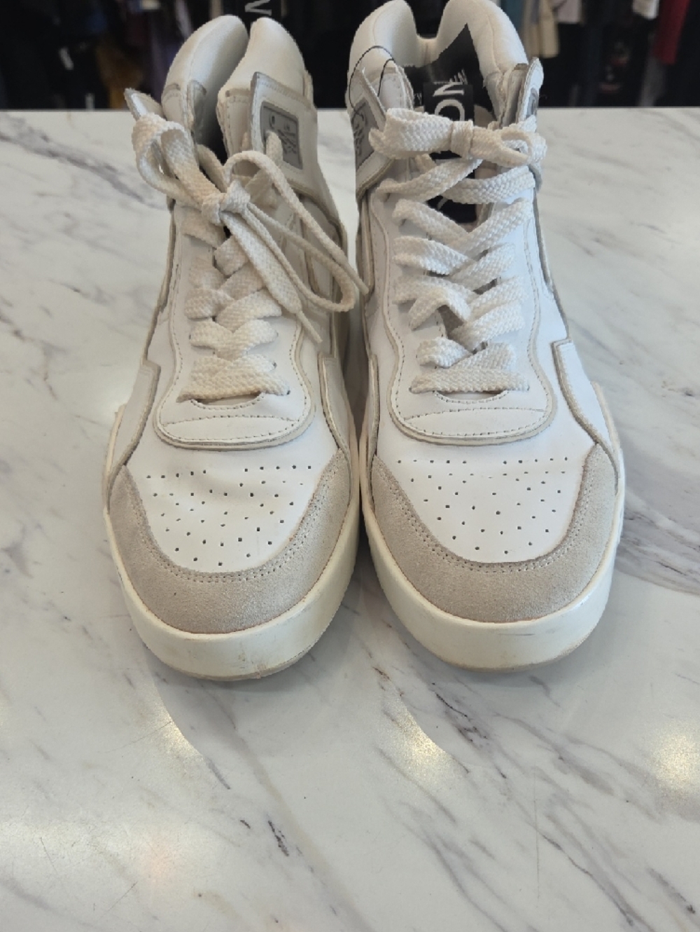 Moncler White High-Top Athletic Sneakers - Picture 2 of 15